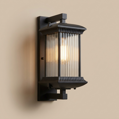 PavoStone | Elegant Durable Outdoor Lantern Wall Fixture with Fluted Glass 0
