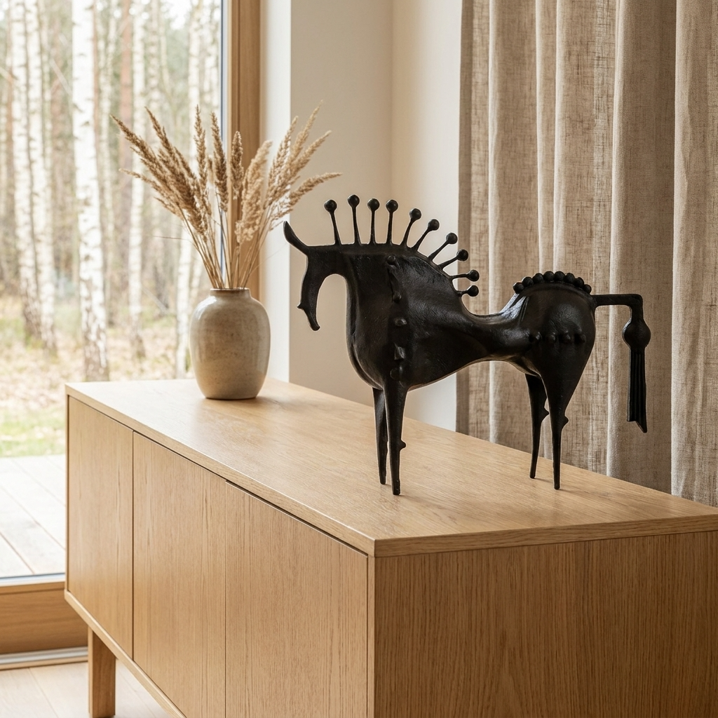 Equinox | Unique Elegant Black Metal Horse Decorative Sculpture