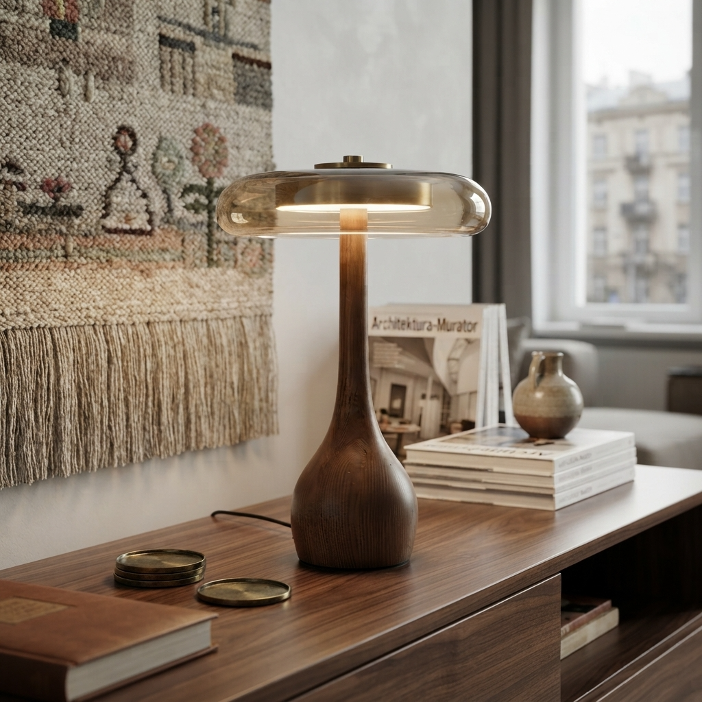 AuraMico | Modern Minimalist Dimmable LED Table Lamp with Wooden Base