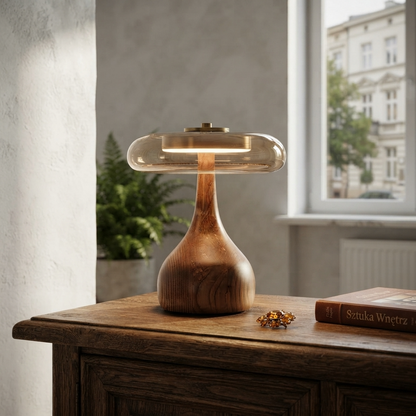AuraMico | Modern Minimalist Dimmable LED Table Lamp with Wooden Base