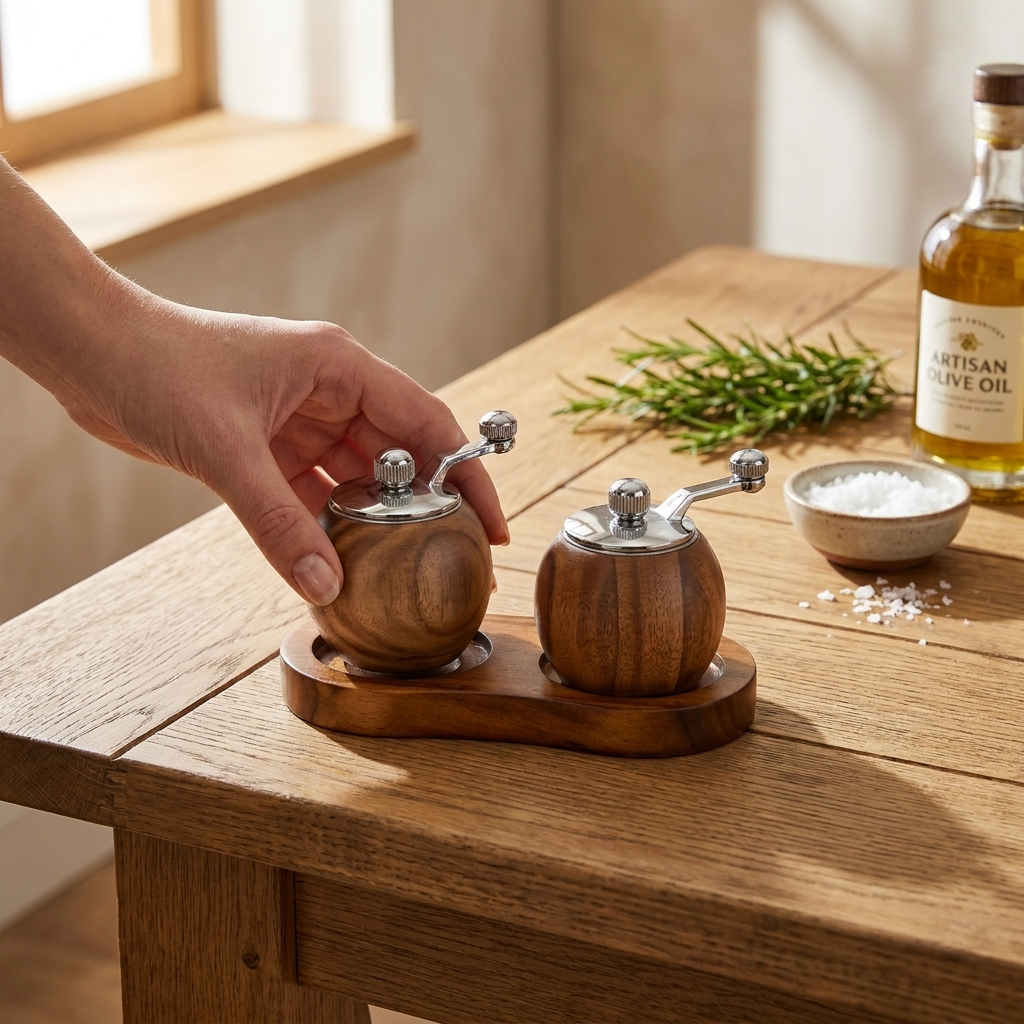 Lattea Nordic Salt and Pepper Mill Grinder Set with Eco-Friendly Wood | Elegant Design for Effortless Seasoning 6