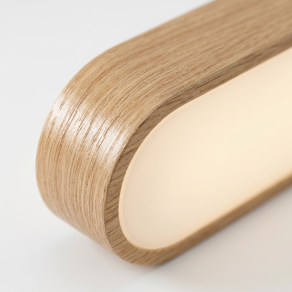 Aurelia | Smukła minimalistyczna sufitowa lampa LED z dębu, montowana na płasko