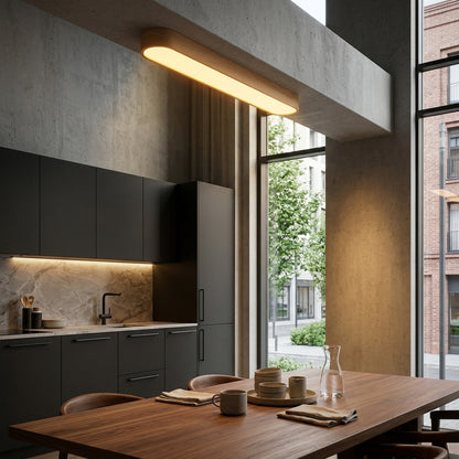 Aurelia | Smukła minimalistyczna sufitowa lampa LED z dębu, montowana na płasko