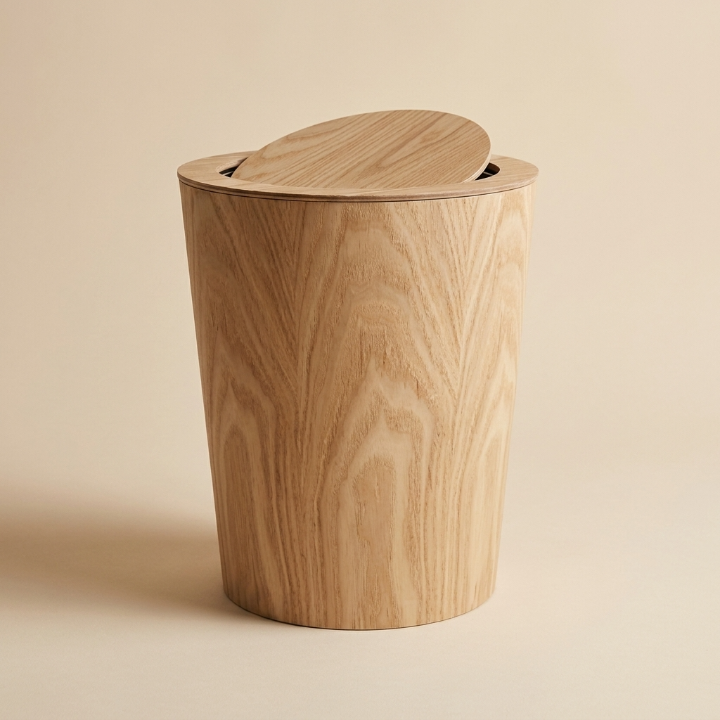 Modern Trash Bin | 9L Capacity with Lid & Natural Wood Finish | Space-Saving Solution for Tidy Spaces 10
