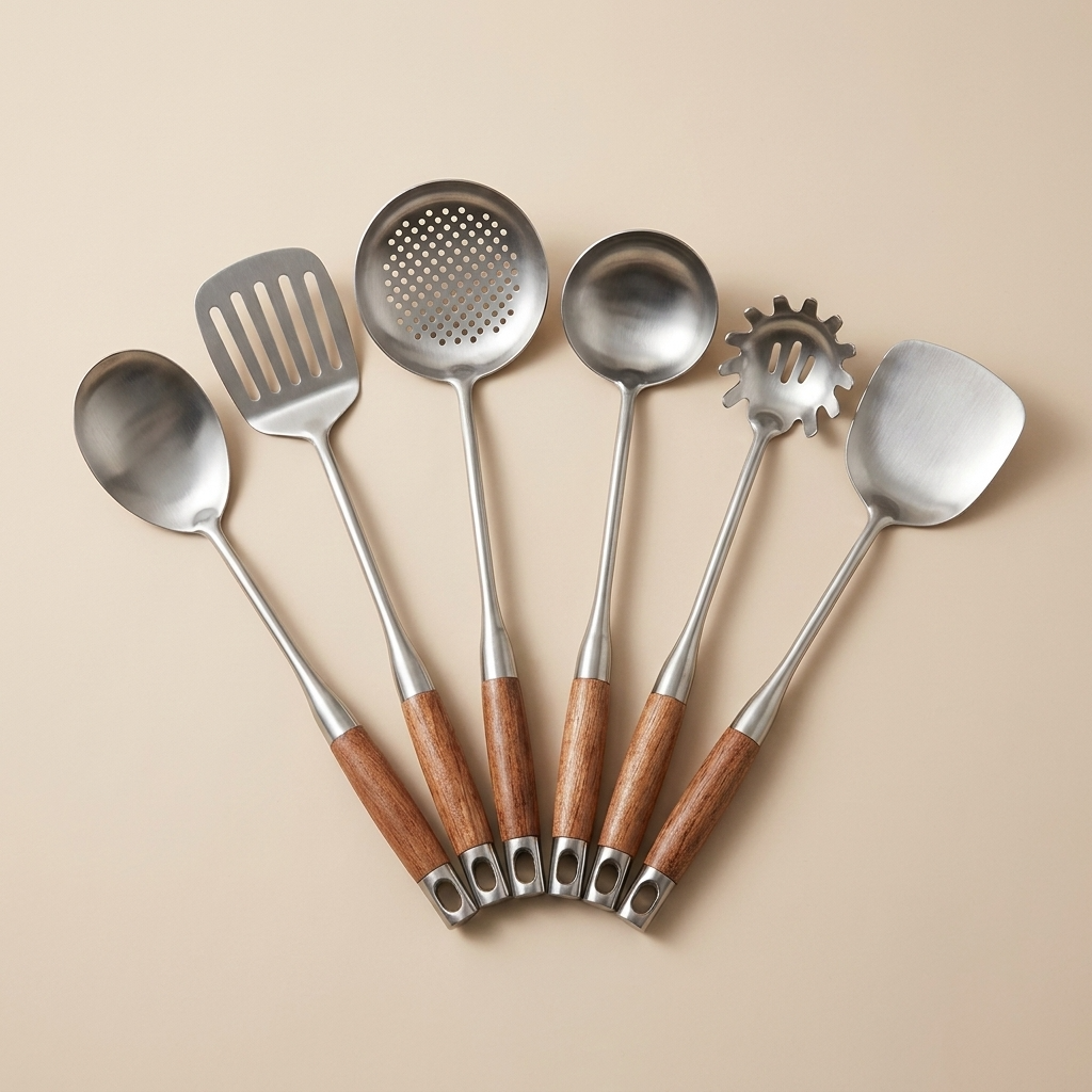 Culina Luxe | Stainless Steel Kitchen Utensil Set with Ergonomic Wooden Handles | Durable & Elegant Cooking Tools for Effortless Meal Prep 0