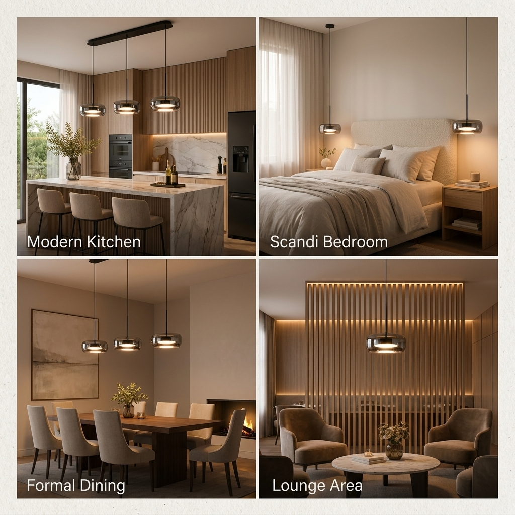 Lunara | Modern Elegant Glass Pendant Light Fixture for Dining Spaces