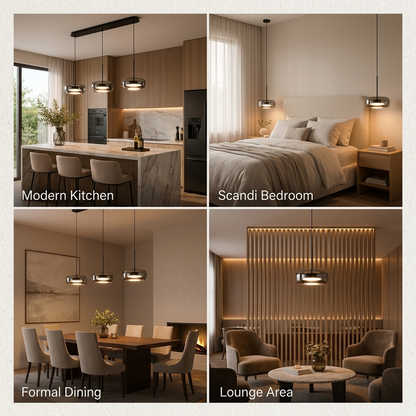 Lunara | Modern Elegant Glass Pendant Light Fixture for Dining Spaces