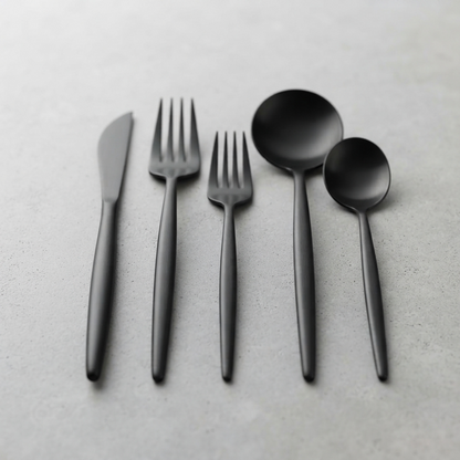 ElysianCutlery | Elegancki minimalistyczny zestaw stołowy ze stali nierdzewnej