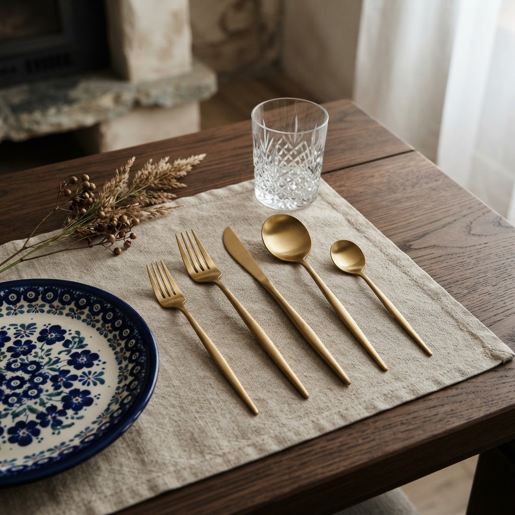 ElysianCutlery | Elegancki minimalistyczny zestaw stołowy ze stali nierdzewnej