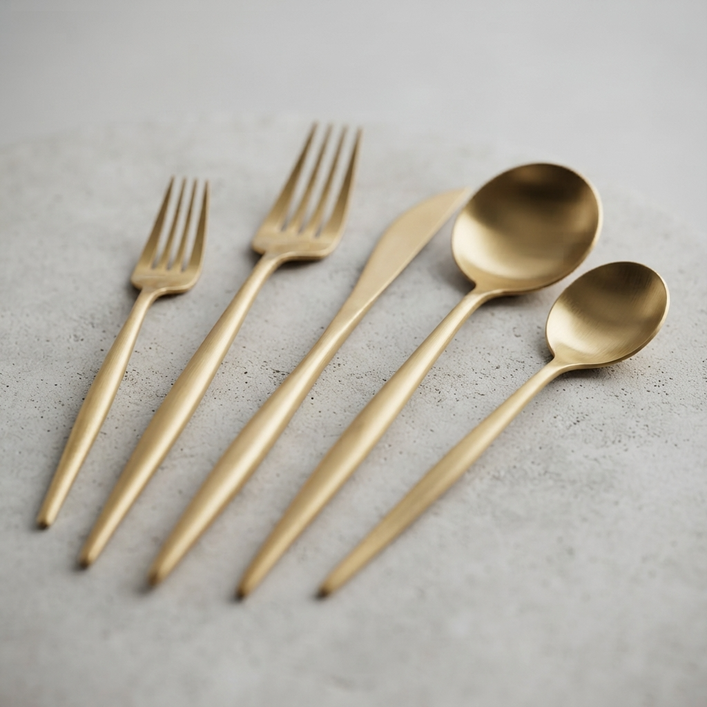 ElysianCutlery | Elegancki minimalistyczny zestaw stołowy ze stali nierdzewnej