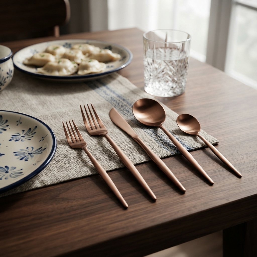 ElysianCutlery | Elegancki minimalistyczny zestaw stołowy ze stali nierdzewnej