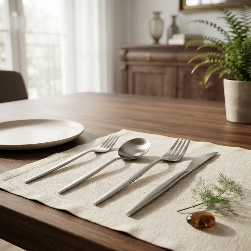 ElysianCutlery | Elegancki minimalistyczny zestaw stołowy ze stali nierdzewnej