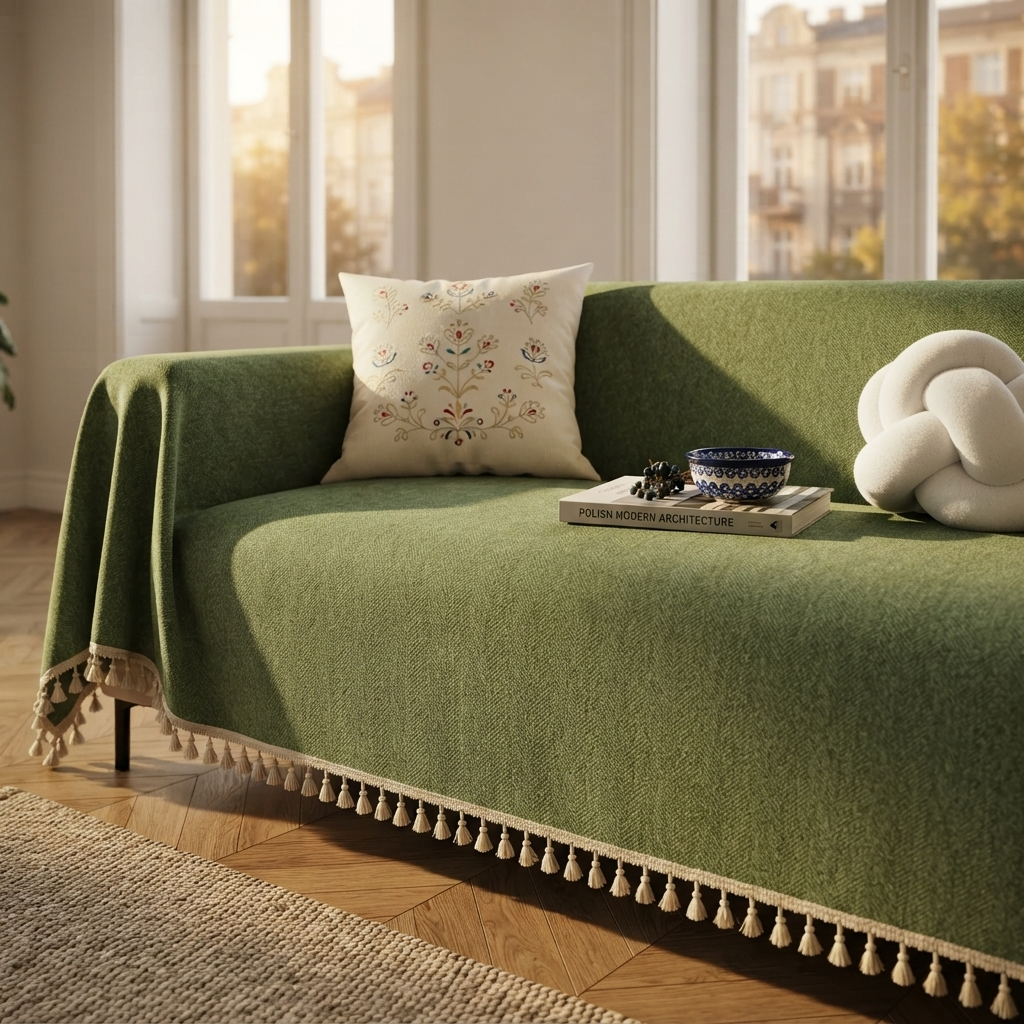 HavenCove | Cozy Durable Chenille Sofa Protector with Whimsical Tassels