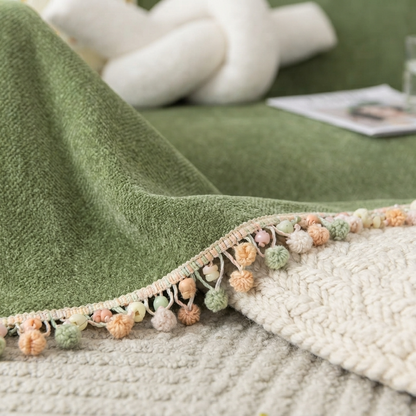 HavenCove | Cozy Durable Chenille Sofa Protector with Whimsical Tassels