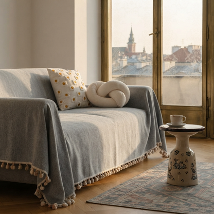 HavenCove | Cozy Durable Chenille Sofa Protector with Whimsical Tassels