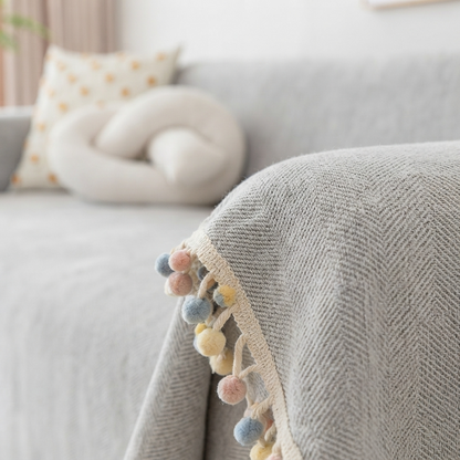 HavenCove | Cozy Durable Chenille Sofa Protector with Whimsical Tassels
