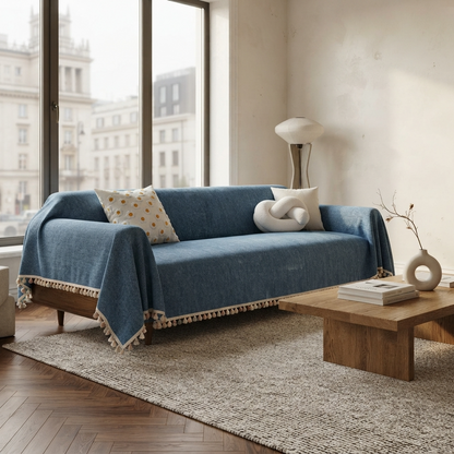 HavenCove | Cozy Durable Chenille Sofa Protector with Whimsical Tassels