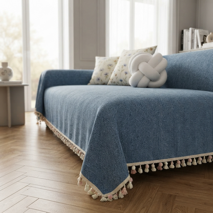 HavenCove | Cozy Durable Chenille Sofa Protector with Whimsical Tassels