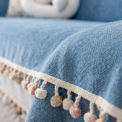 HavenCove | Cozy Durable Chenille Sofa Protector with Whimsical Tassels