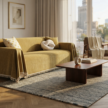 HavenCove | Cozy Durable Chenille Sofa Protector with Whimsical Tassels