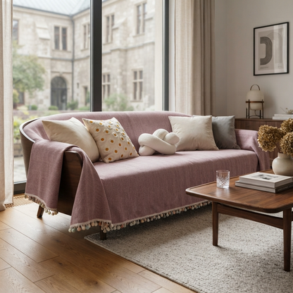 HavenCove | Cozy Durable Chenille Sofa Protector with Whimsical Tassels