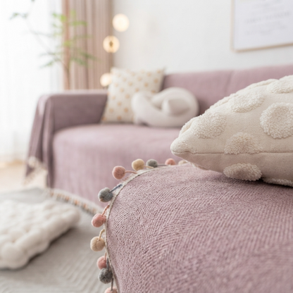 HavenCove | Cozy Durable Chenille Sofa Protector with Whimsical Tassels