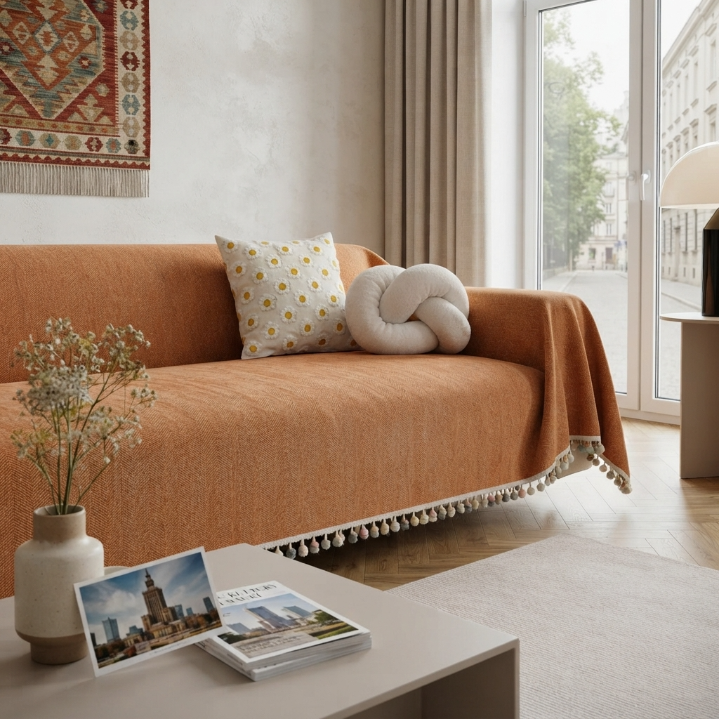 HavenCove | Cozy Durable Chenille Sofa Protector with Whimsical Tassels