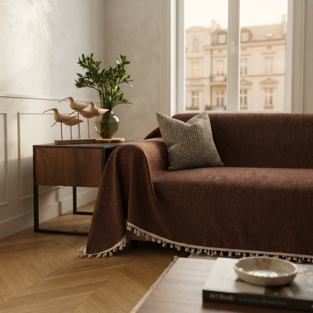HavenCove | Cozy Durable Chenille Sofa Protector with Whimsical Tassels