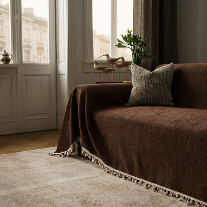 HavenCove | Cozy Durable Chenille Sofa Protector with Whimsical Tassels