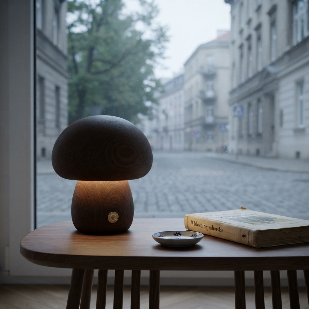 MushLume | Drewniana lampka nocna LED o fantazyjnym, zabawnym designie