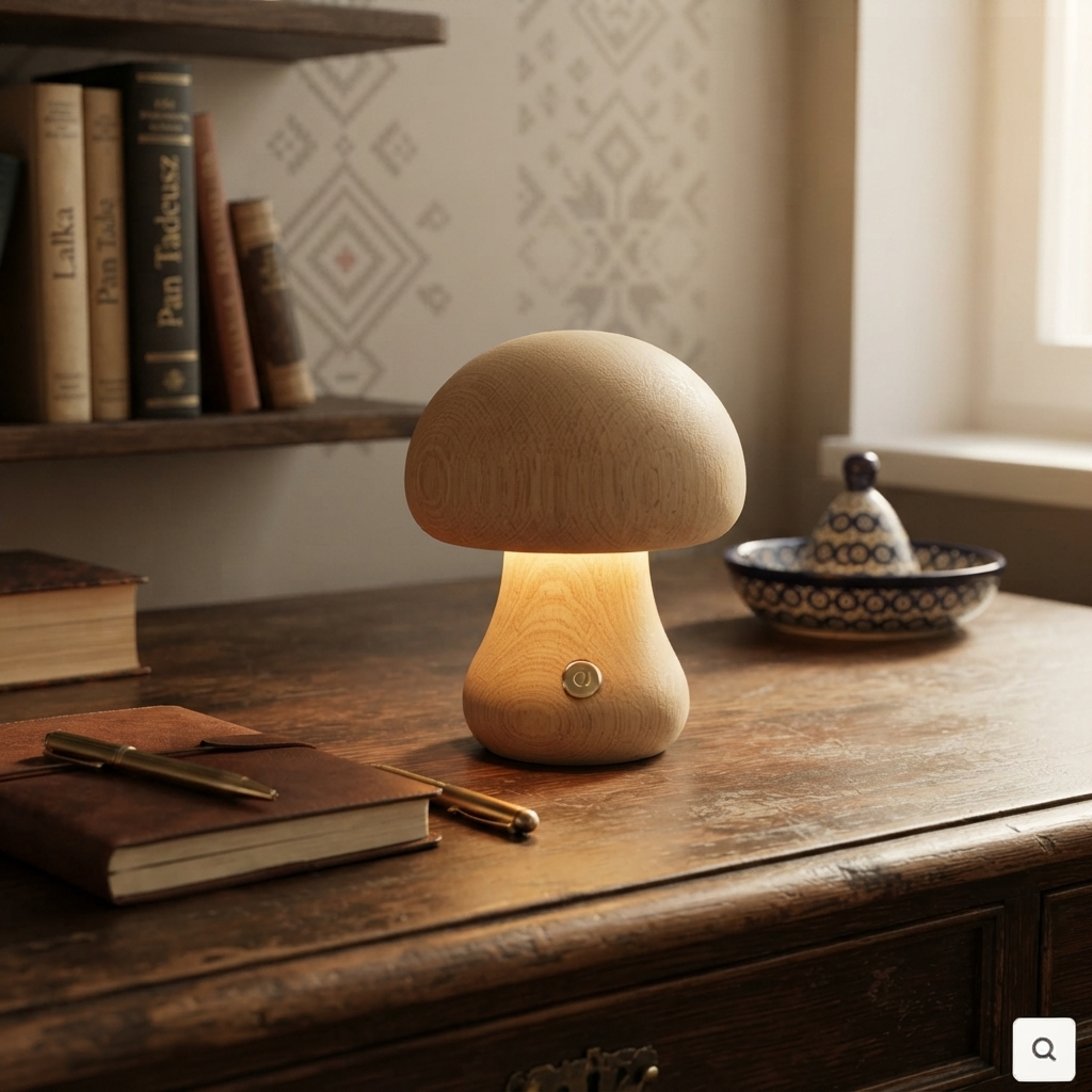 MushLume | Drewniana lampka nocna LED o fantazyjnym, zabawnym designie