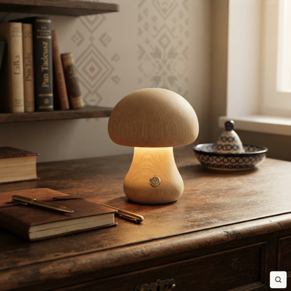 MushLume | Drewniana lampka nocna LED o fantazyjnym, zabawnym designie