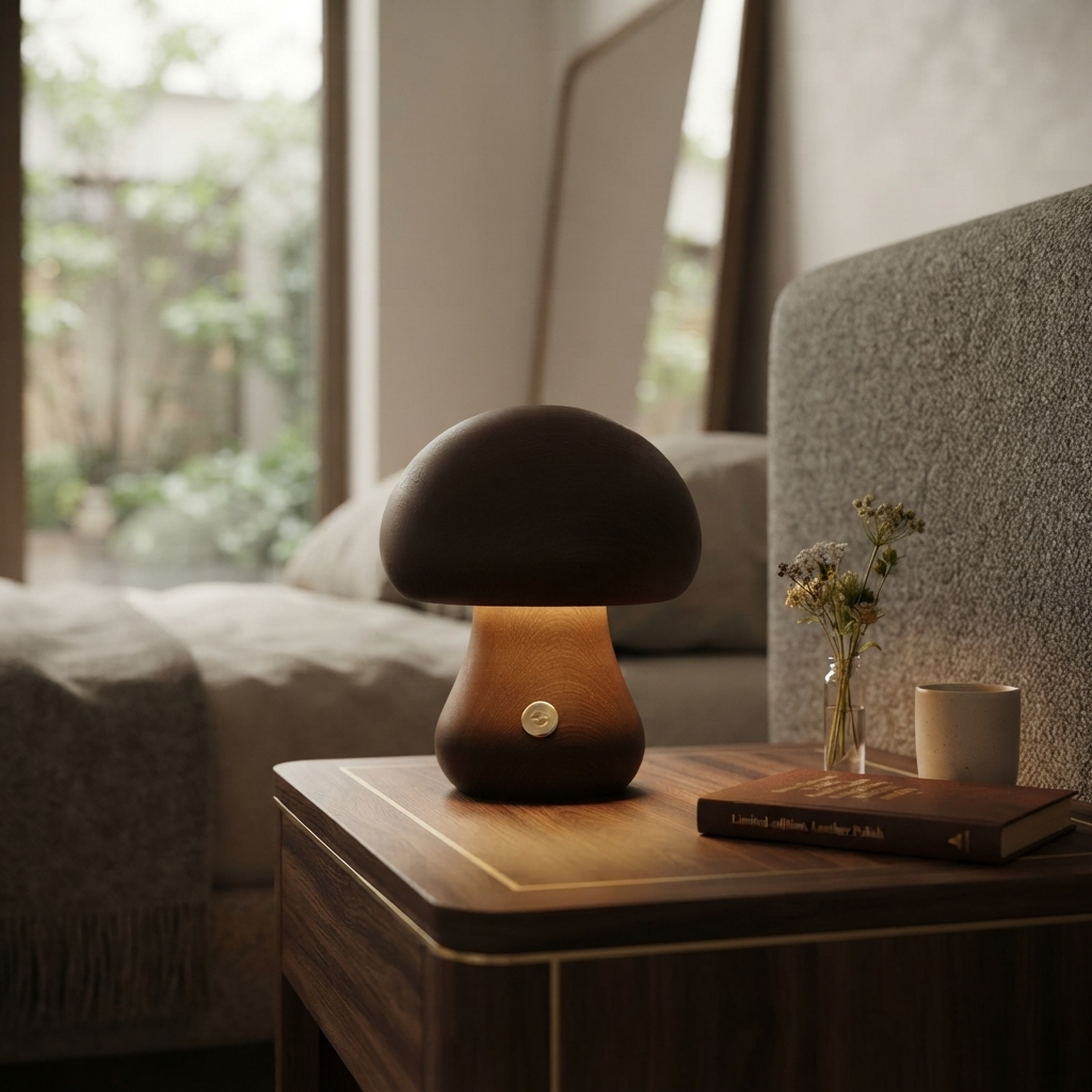 MushLume | Drewniana lampka nocna LED o fantazyjnym, zabawnym designie