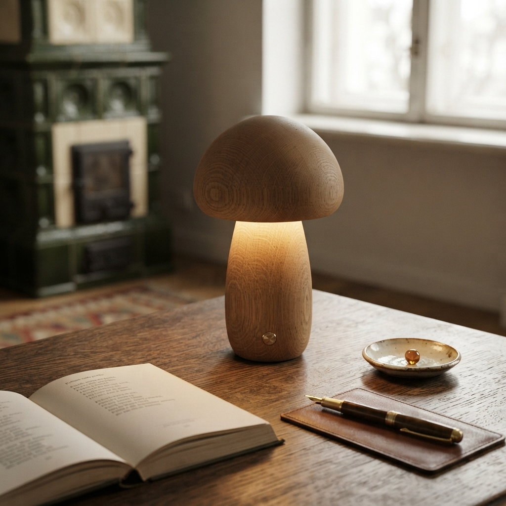 MushLume | Drewniana lampka nocna LED o fantazyjnym, zabawnym designie