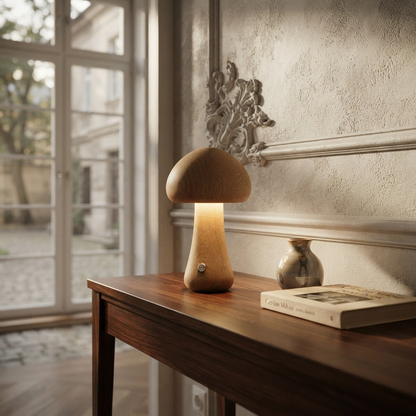 MushLume | Drewniana lampka nocna LED o fantazyjnym, zabawnym designie