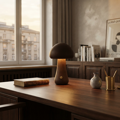 MushLume | Drewniana lampka nocna LED o fantazyjnym, zabawnym designie