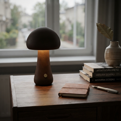 MushLume | Drewniana lampka nocna LED o fantazyjnym, zabawnym designie