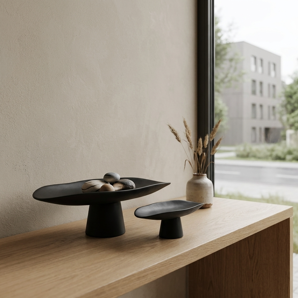 Elegant Handcrafted Black Porcelain Tray | Versatile Decorative Dish for Timeless Home Decor
