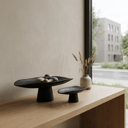 Elegant Handcrafted Black Porcelain Tray | Versatile Decorative Dish for Timeless Home Decor