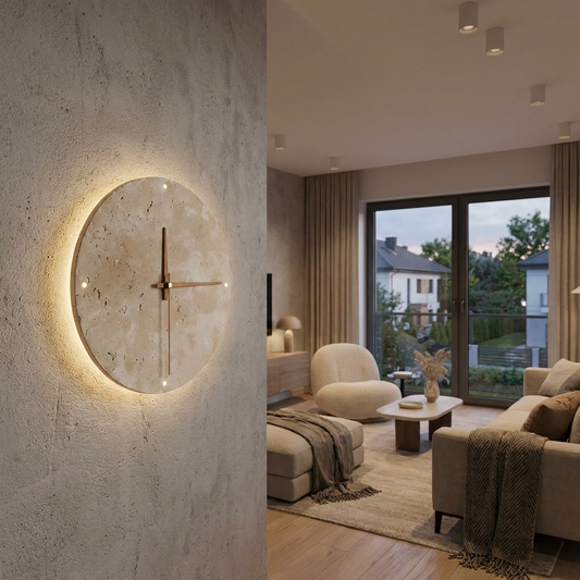 Minimalist LED Wall Clock | Natural Stone Design with Built-in Ambient Lighting | Elegant Timepiece for Home Decor 101