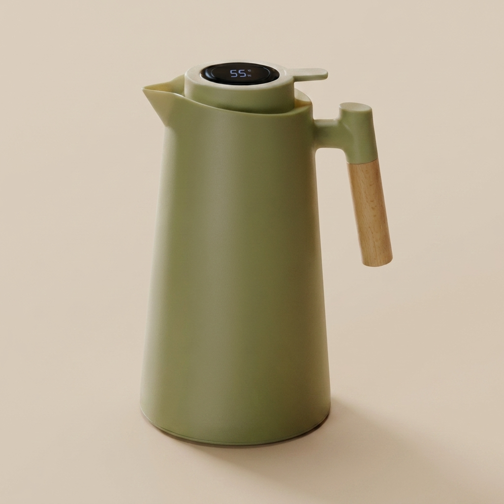 ElaraGlass | Elegant Insulated Thermal Jug with Wooden Handle 100
