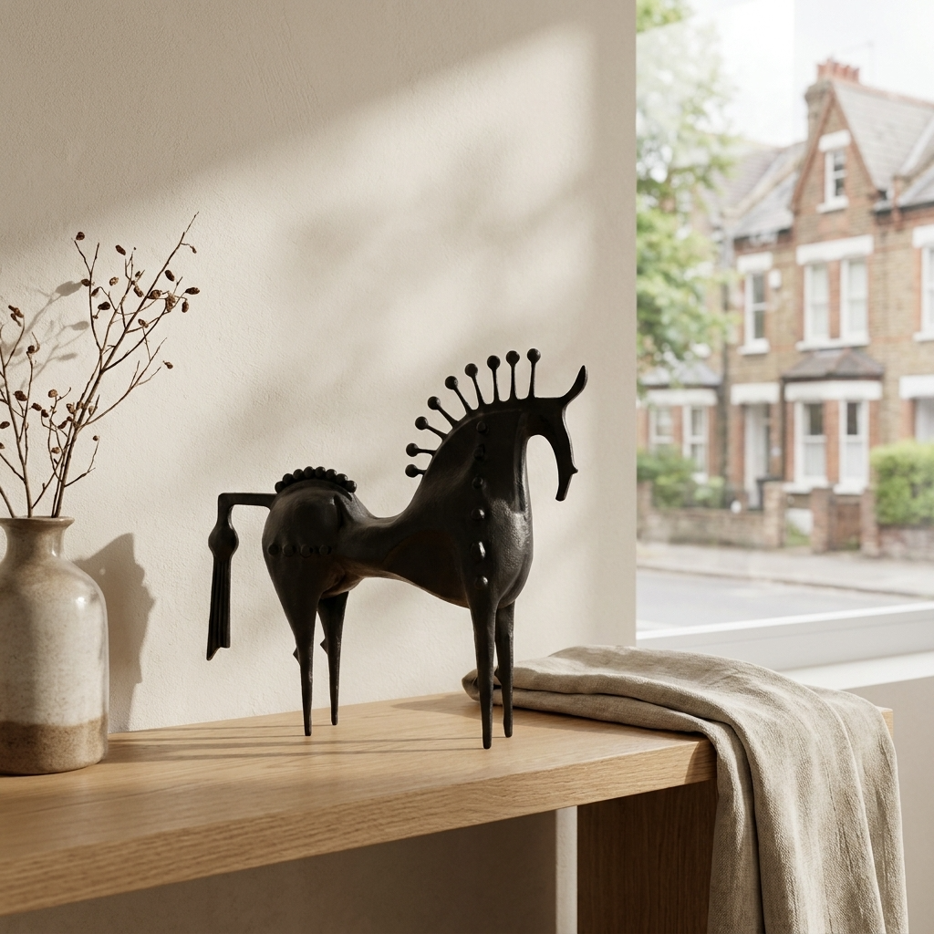 Equinox | Unique Elegant Black Metal Horse Decorative Sculpture