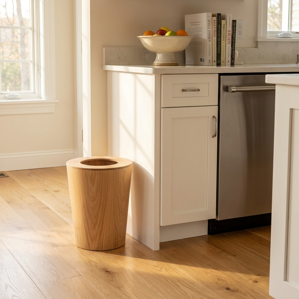 Modern Trash Bin | 9L Capacity with Lid & Natural Wood Finish | Space-Saving Solution for Tidy Spaces 6