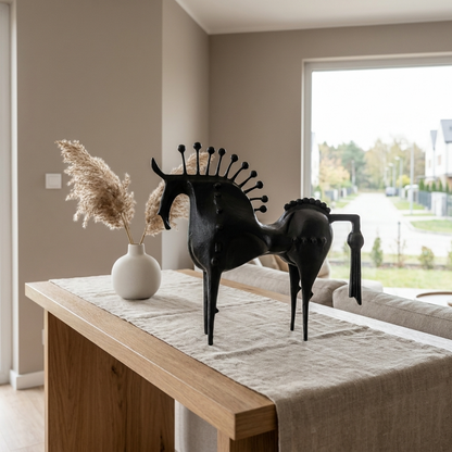 Equinox | Unique Elegant Black Metal Horse Decorative Sculpture