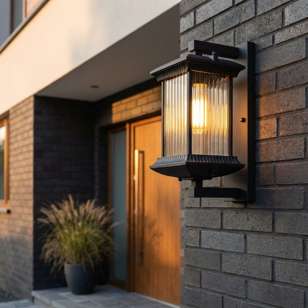 PavoStone | Elegant Durable Outdoor Lantern Wall Fixture with Fluted Glass 10
