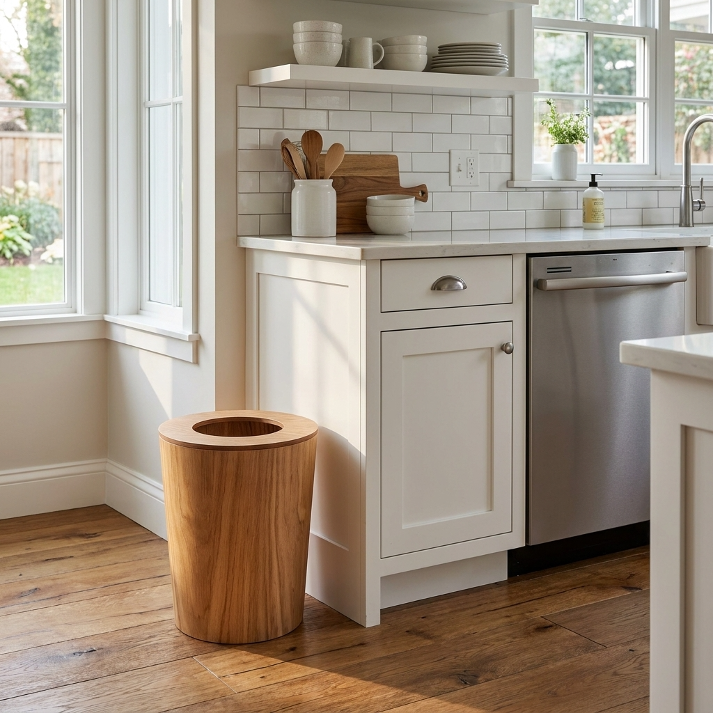 Modern Trash Bin | 9L Capacity with Lid & Natural Wood Finish | Space-Saving Solution for Tidy Spaces 8
