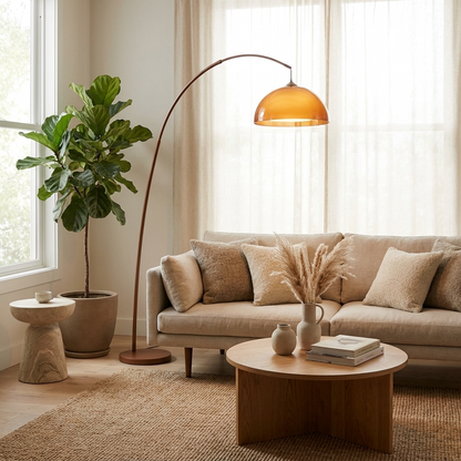 ArcadiaGlow | Stylish Modern Arched Floor Lamp with Warm Dome Shade 6