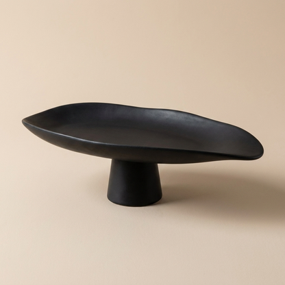 Elegant Handcrafted Black Porcelain Tray | Versatile Decorative Dish for Timeless Home Decor