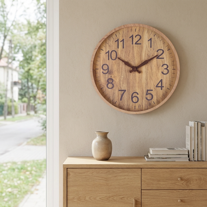 Modern Wall Clock | Wooden Dial with Large Digits for Easy Time Reading 0