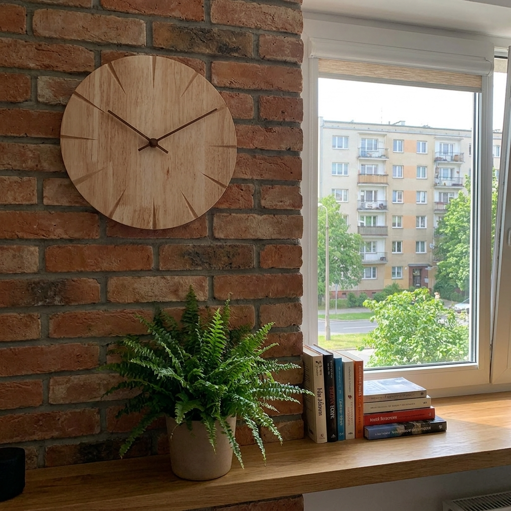 Minimalist Home Decor | Round Wooden Wall Clock with Clear Markings | Stylish Timepiece for Any Room